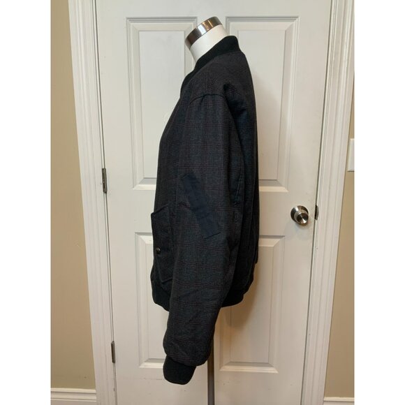 Salvatore Ferragamo Men's Gray Check & Green Reversible Bomber Coat, Size 50 - Picture 5 of 13